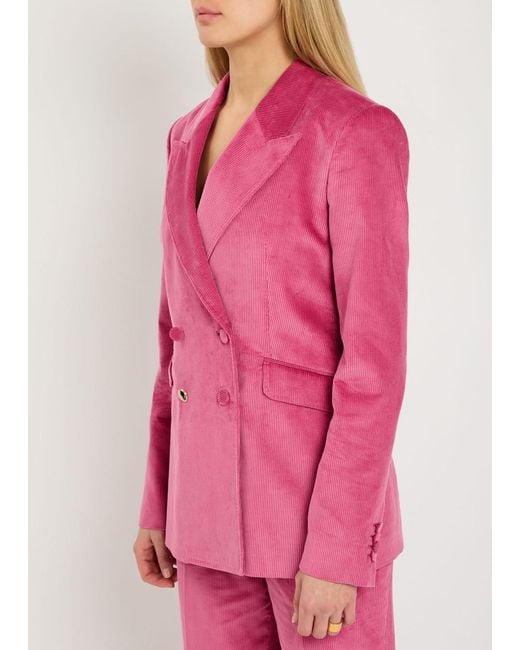 Gabriela Hearst Pink Angela Double-Breasted Corduroy Blazer
