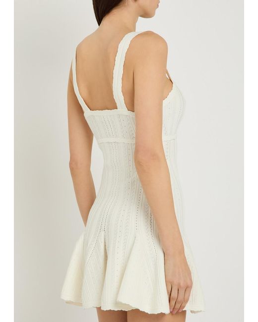 LoveShackFancy White Tabatha Pointelle-Knit Mini Dress