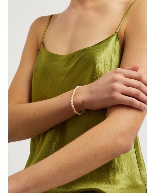 Anni Lu White Daisy 18kt Gold-plated Beaded Bracelet