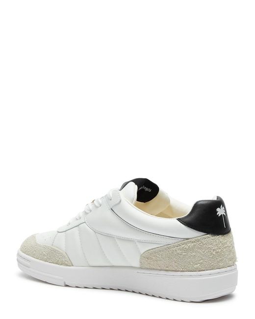 Palm Angels White Beach University Panelled Leather Sneakers for men