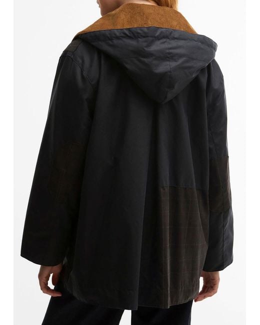 BARBOUR X GANNI Black Hooded Waxed Cotton Jacket
