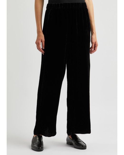 Eileen Fisher Black Wide-leg Velvet Trousers