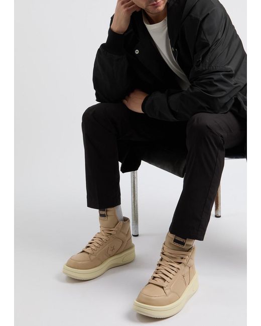 Rick Owens Natural X Converse Turbowpn Panelled Leather Sneakers for men