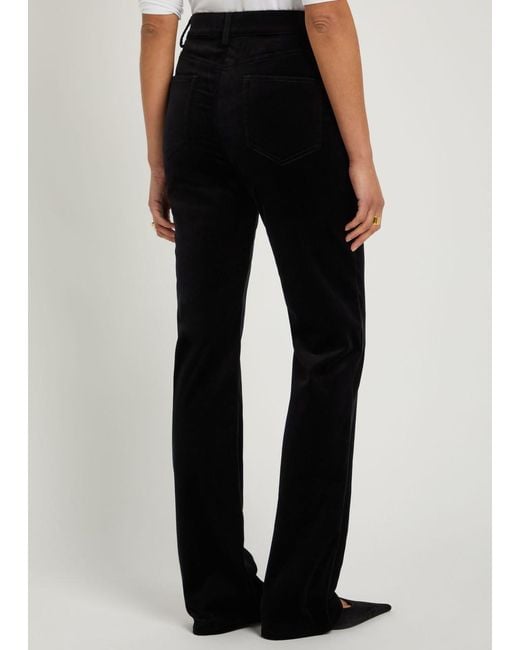 Nili Lotan Black Joan Straight-Leg Velvet Trousers