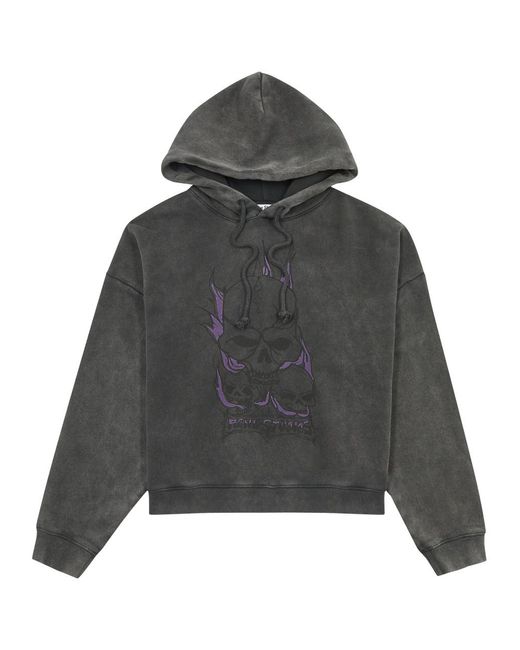 Acne Gray Printed Hooded Cotton Sweatshirt for men