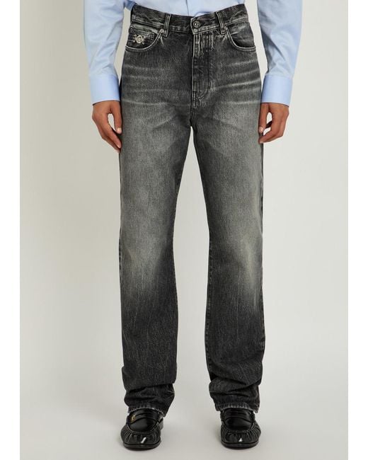 Versace Gray Straight-Leg Jeans for men