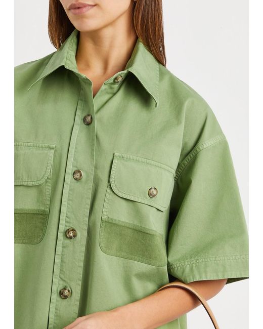 Stella McCartney Green Panelled Cotton Shirt