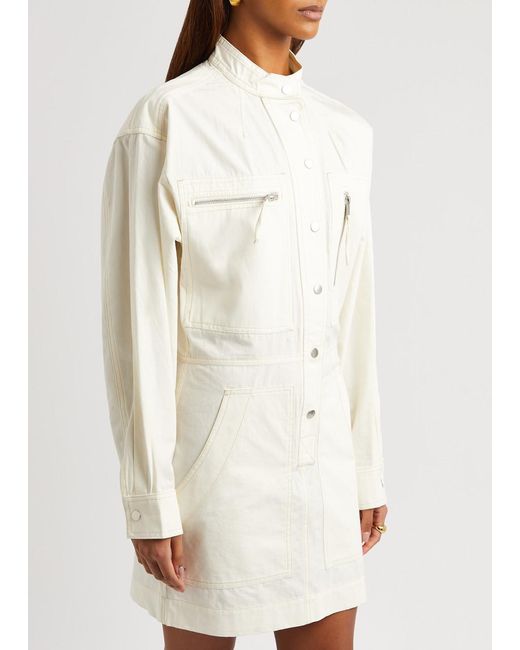 Isabel Marant White Kelany Contrast-stitch Cotton Mini Dress
