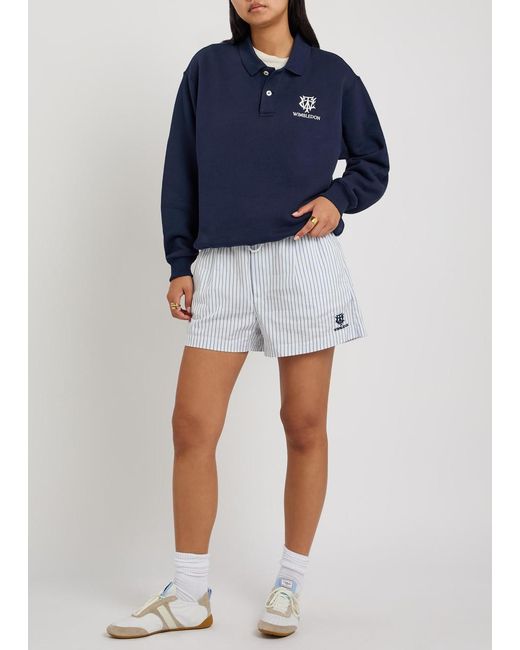 Polo Ralph Lauren Blue Embroidered Cotton-Blend Polo Sweatshirt