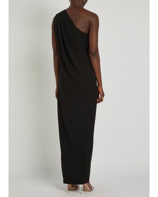 Ronny Kobo Black Xaden One-Shoulder Crepe Maxi Dress