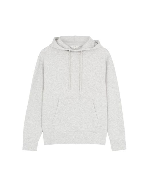 Vince White Mélange Hooded Stretch-Cotton Sweatshirt