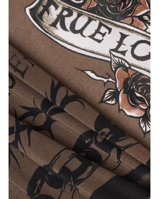 Jean Paul Gaultier Brown X Knwls Printed Stretch-jersey Gloved Shawl