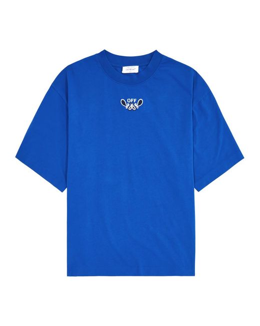 Off-White c/o Virgil Abloh Blue Arrows Logo Cotton T-shirt for men