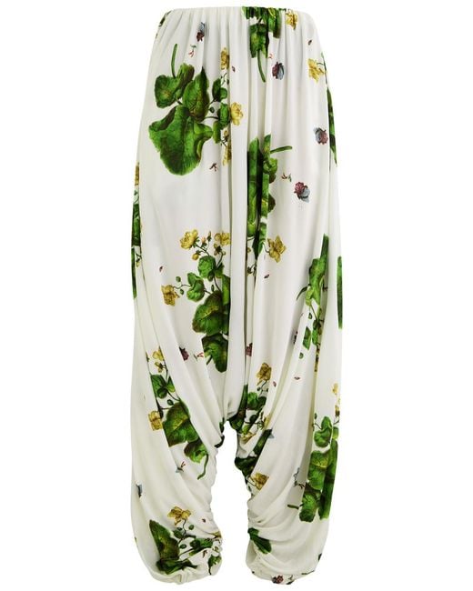 Loewe Green Printed Draped Jersey Trousers Uk8