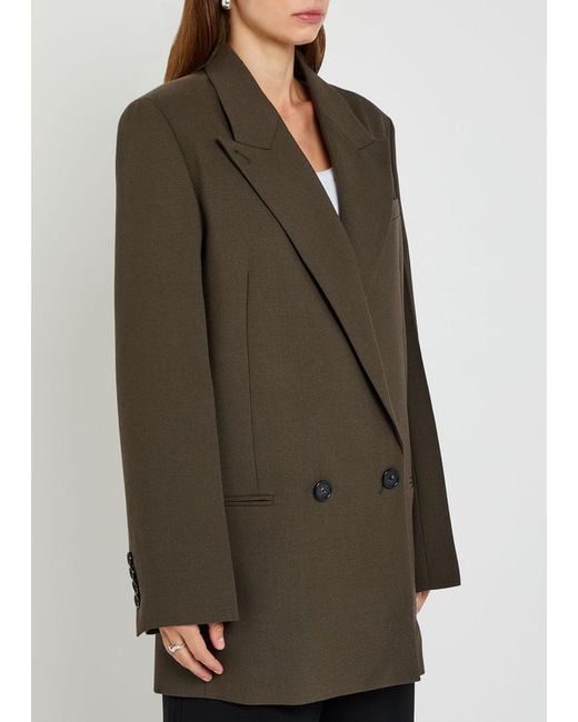 Totême  Brown Shield Double-Breasted Wool-Blend Blazer