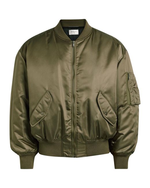 Saint Laurent Green Padded Satin Bomber Jacket for men