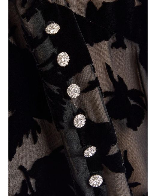 Rixo Black Avalyn Velvet-Devoré Chiffon Midi Dress