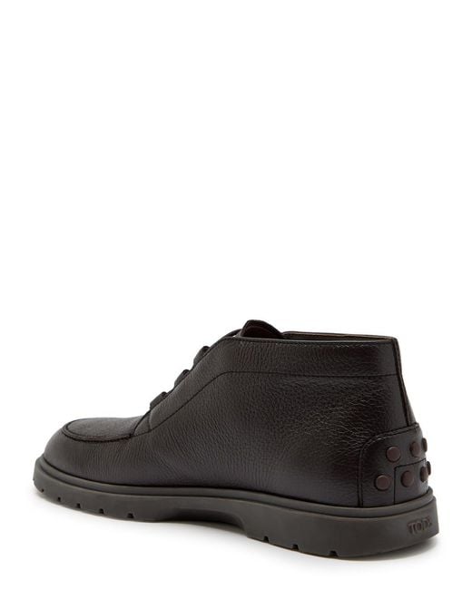 Tod's Black Polacco Grained Leather Shoes for men