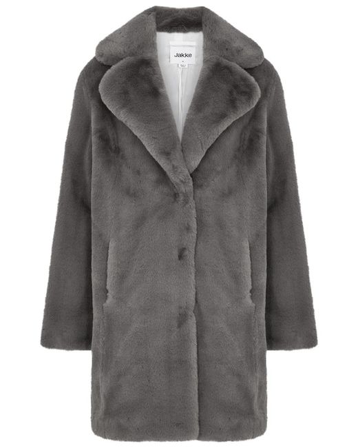 Jakke Gray Heather Faux Fur Coat