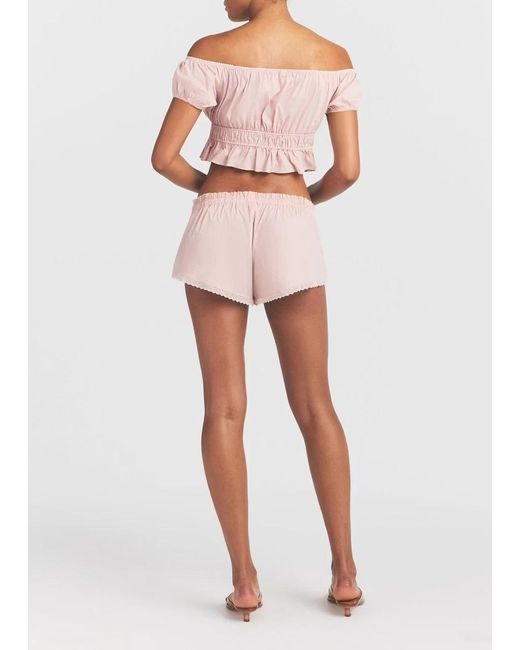 Skims Pink Lace-Trim Poplin Shorts