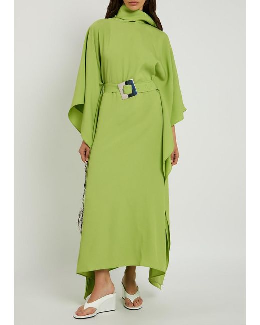Taller Marmo Green Luna Crepe Maxi Kaftan Dress