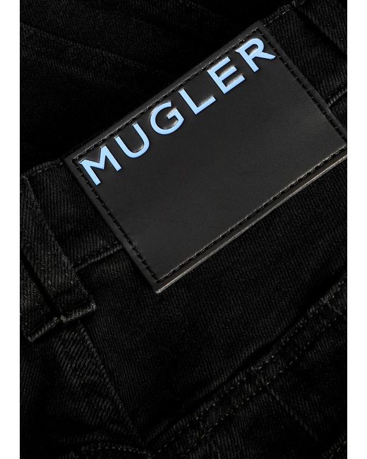 Mugler Black Spiral Panelled Wide-leg Jeans