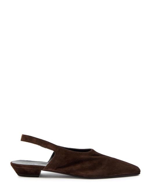 Khaite Brown Cecilia Suede Slingback Flats