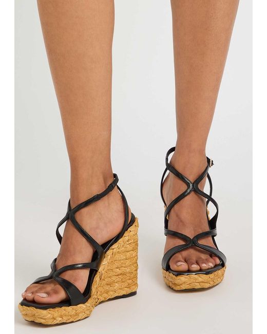 Jimmy Choo Metallic Ayla 110 Leather Espadrille Wedge Sandals