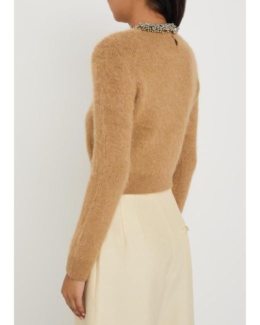 Self-Portrait Natural Bead-Embellished Knit Jumper