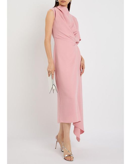 Roksanda Pink Elva Gathered Crepe Midi Dress