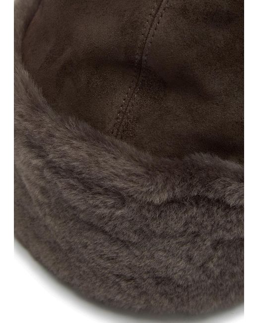 Nour Hammour Brown Toki Suede And Shearling Hat