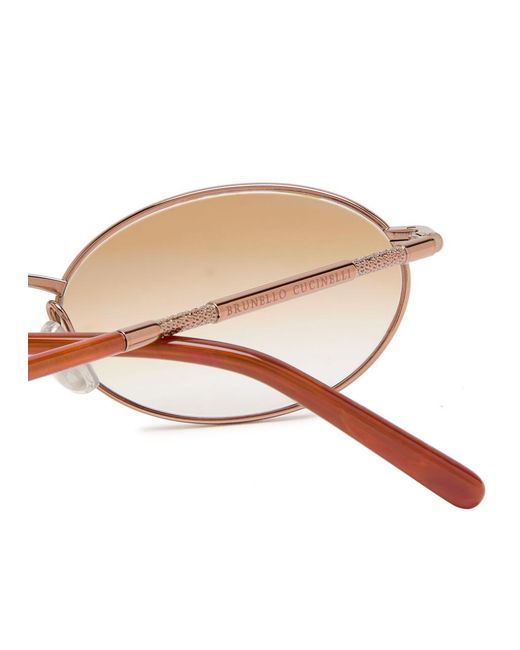 Brunello Cucinelli Natural Oval-Frame Sunglasses