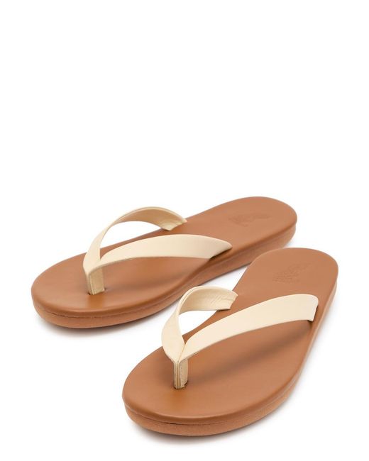Ancient Greek Sandals White Saionara Leather Flip Flops