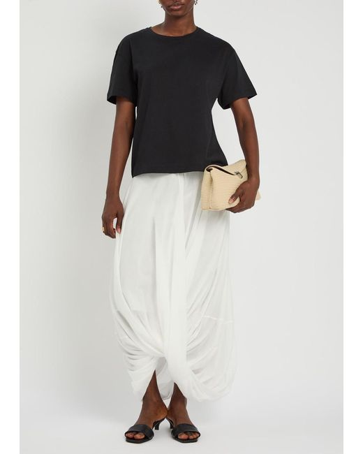 Totême White Cocoon Cotton-Blend Midi Skirt