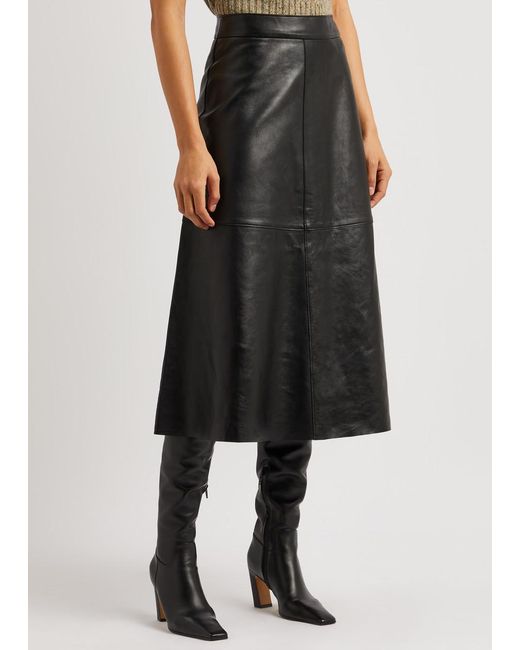 Day Birger et Mikkelsen Gray Gardenia Leather Midi Skirt