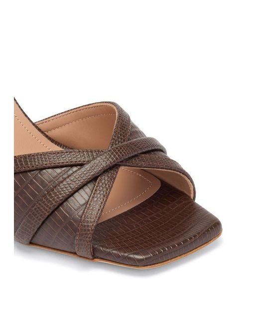 Malone Souliers Brown Perla 70 Embossed Leather Heeled Sandals