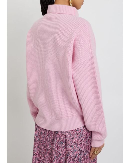 Isabel Marant Pink Brooke Ribbed Wool And Cashmere-Blend Jumper