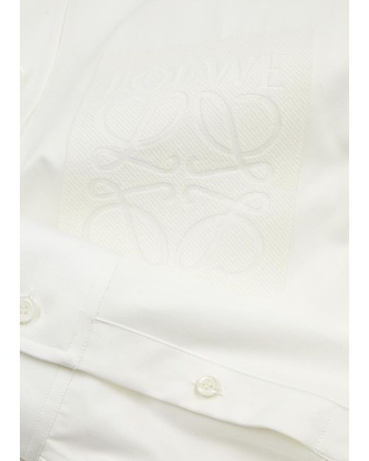 Loewe White Striped Logo Cotton-poplin Shirt for men