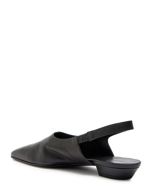 Khaite Black Cecilia Grained Leather Slingback Flats