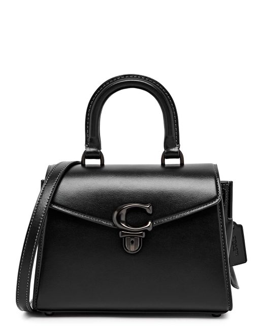 COACH Black Sammy Leather Top Handle Bag, Leather Bag,