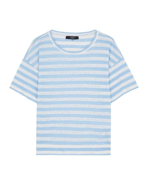 Weekend by Maxmara Blue Falla Striped Linen T-Shirt