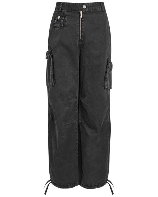 Ganni Black Washed Cotton Trousers