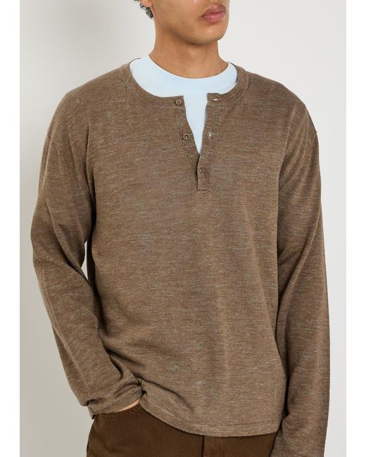 The Elder Statesman Brown Lenny Round-Neck Wool-Blend Henley Top for men