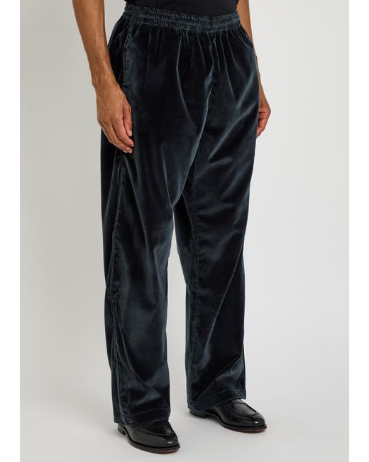 Willy Chavarria Blue Ruff Rider Straight-Leg Velour Trousers for men