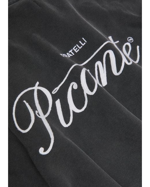 Picante Black Tailor Embroidered Hooded Cotton Sweatshirt for men