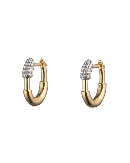Otiumberg Metallic Small Pavé Staple 14Kt Vermeil Hoop Earrings