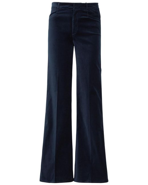 PAIGE Blue Leenah Velvet Flared-leg Jeans