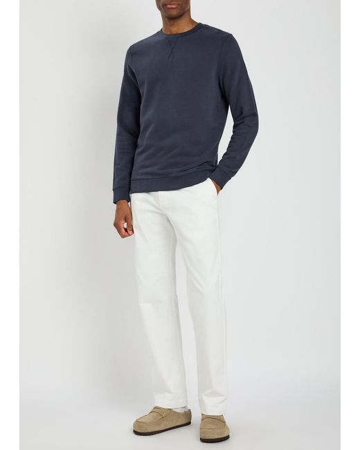 Sunspel Blue Crew-Neck Cotton Sweatshirt for men