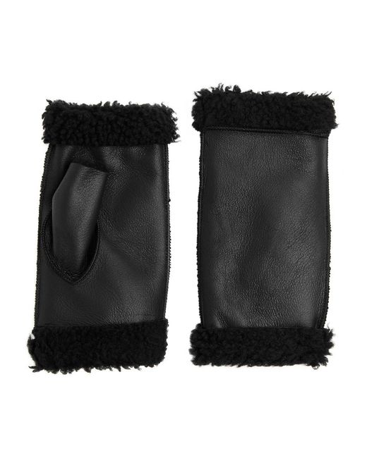 Dents Black Vera Fingerless Leather Gloves