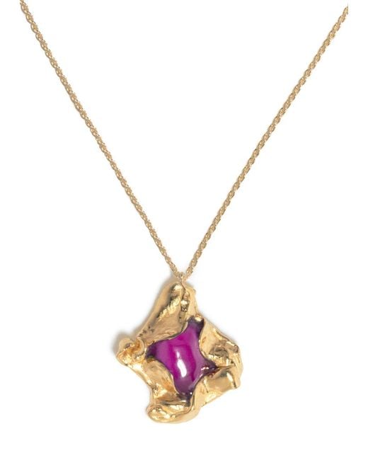 Completedworks White Resin Pendant 18K-Plated Necklace